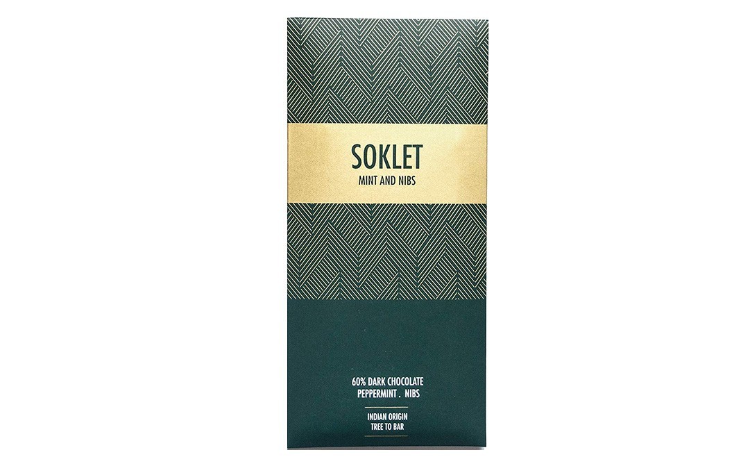 Soklet Mint And Nibs, 60% Dark Chocolate (Peppermint & Nibs)   Box  50 grams